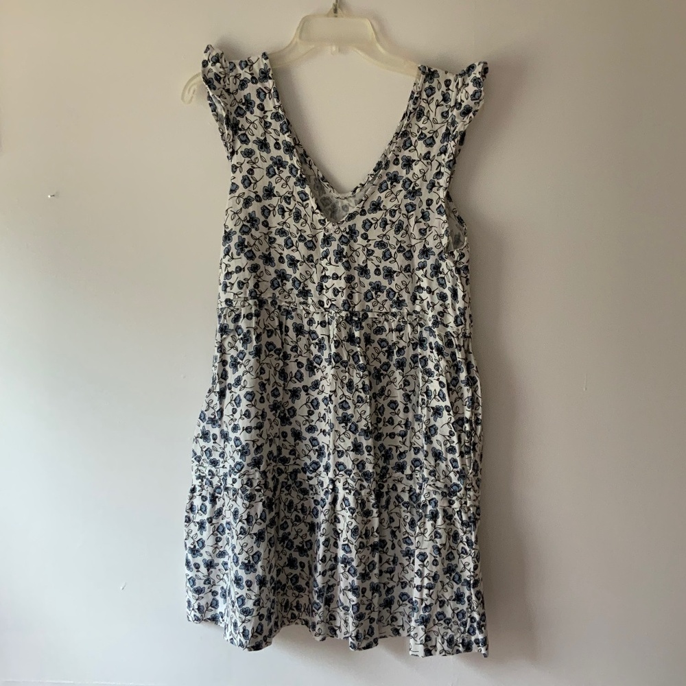 Lucky Brand Blue White Floral Cotton Tiered Summer Sundress  Small